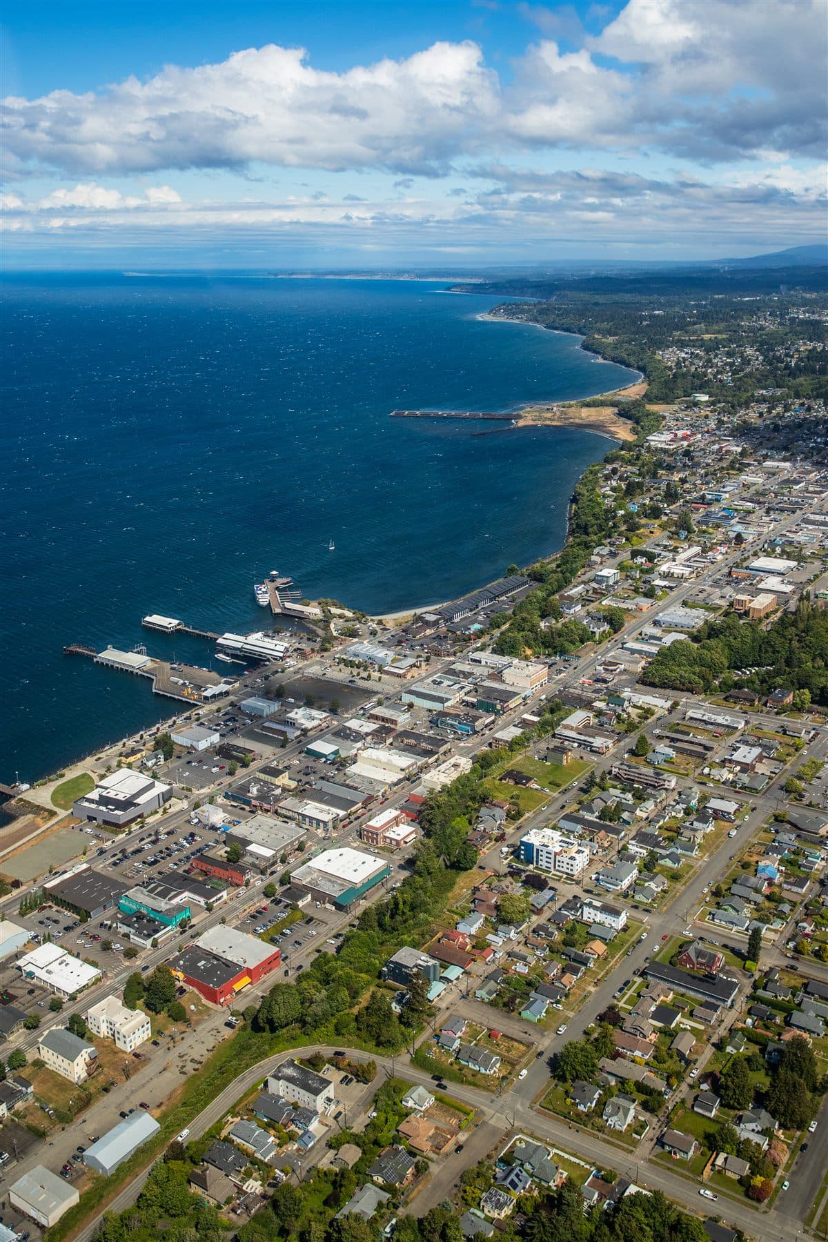 Downtown and the waterfront from the air
