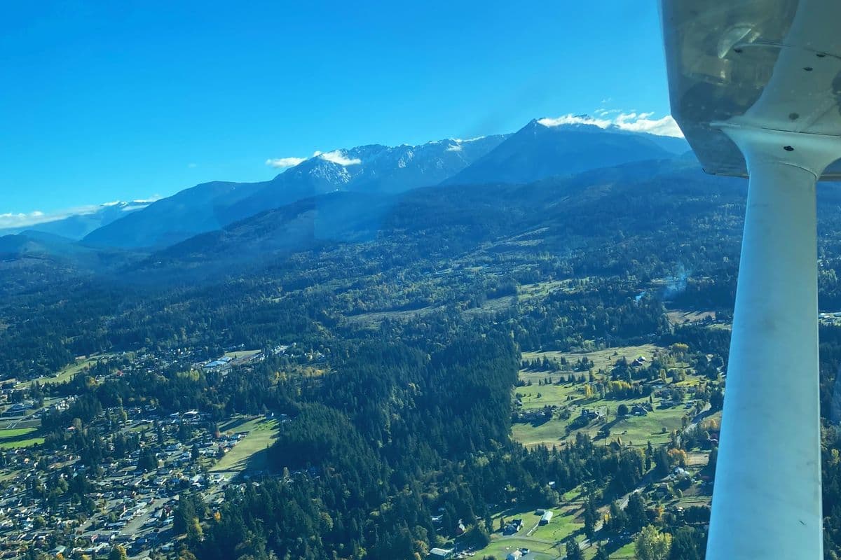 The Olympic Mountains from the air on a clear day